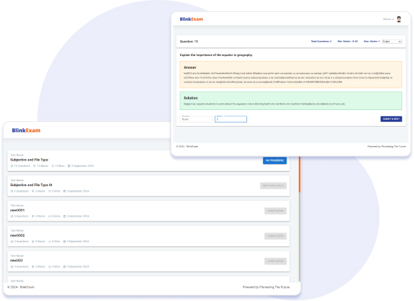 On-screen evaluation of subjective and file-type questions